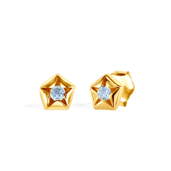 Earrings Stars Savicki: gold-plated silver, cubic zirconia