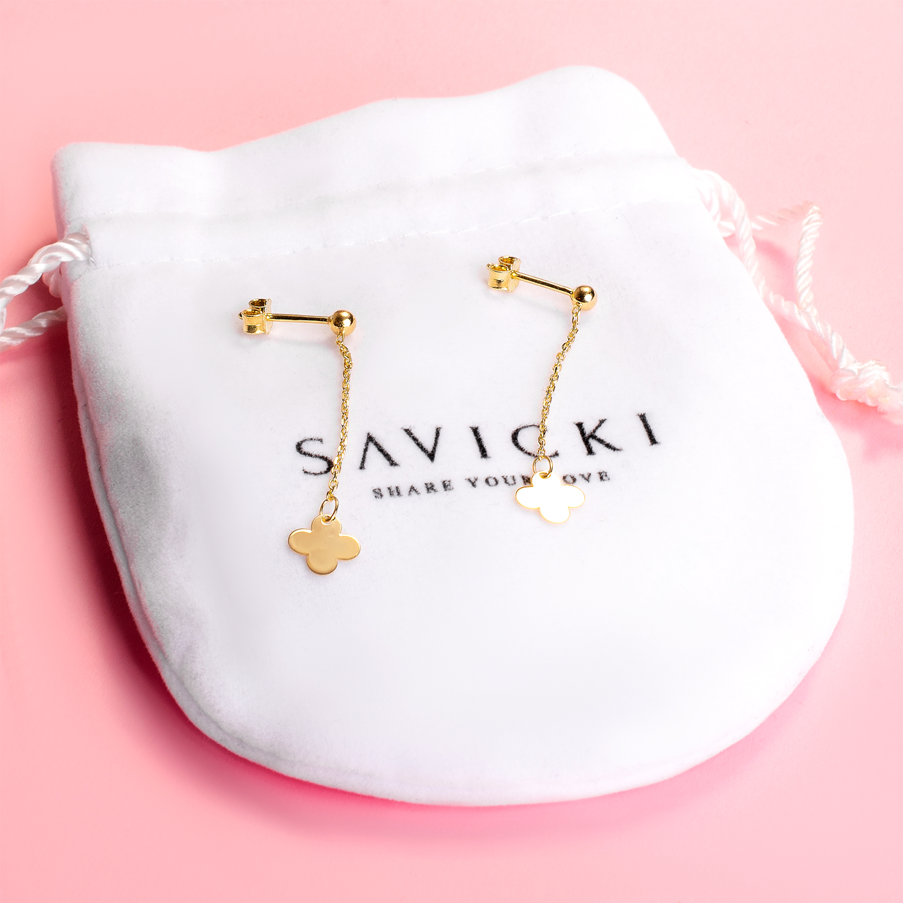 Kolczyki koniczyna Savicki: złote - 3