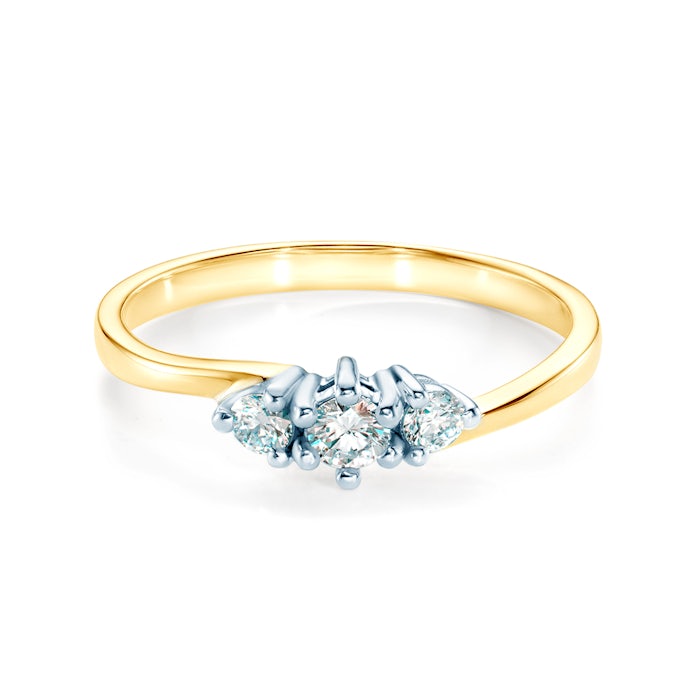 Three-Stone Engagement Ring: two colour gold, diamonds