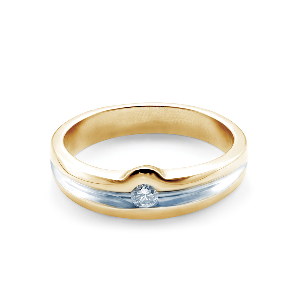 Tension Engagement Ring: two colour gold, diamond