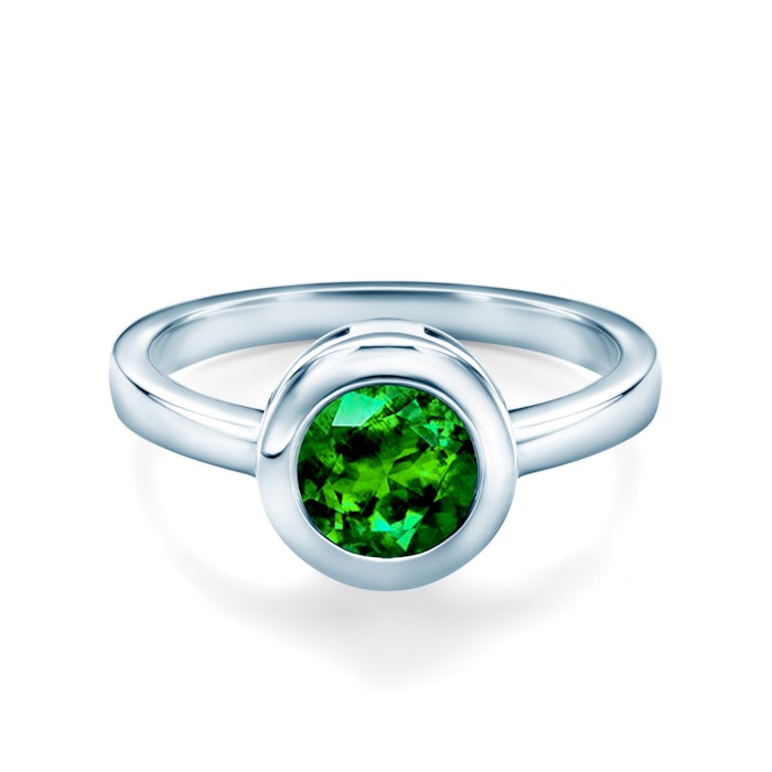 Pierścionek zaręczynowy SAVICKI: białe złoto, szmaragd