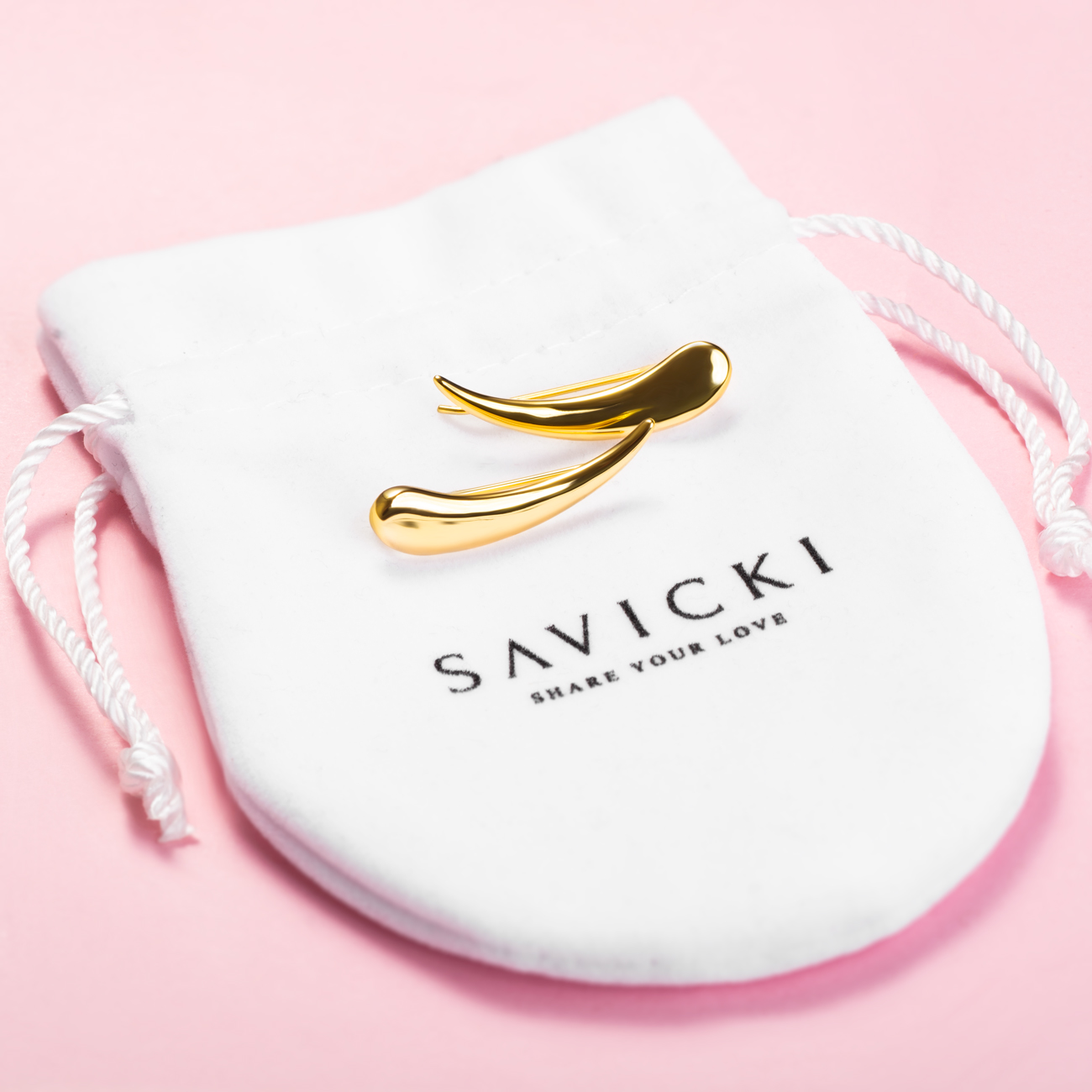 Kolczyki nausznice Savicki: srebrne pozłacane - 4