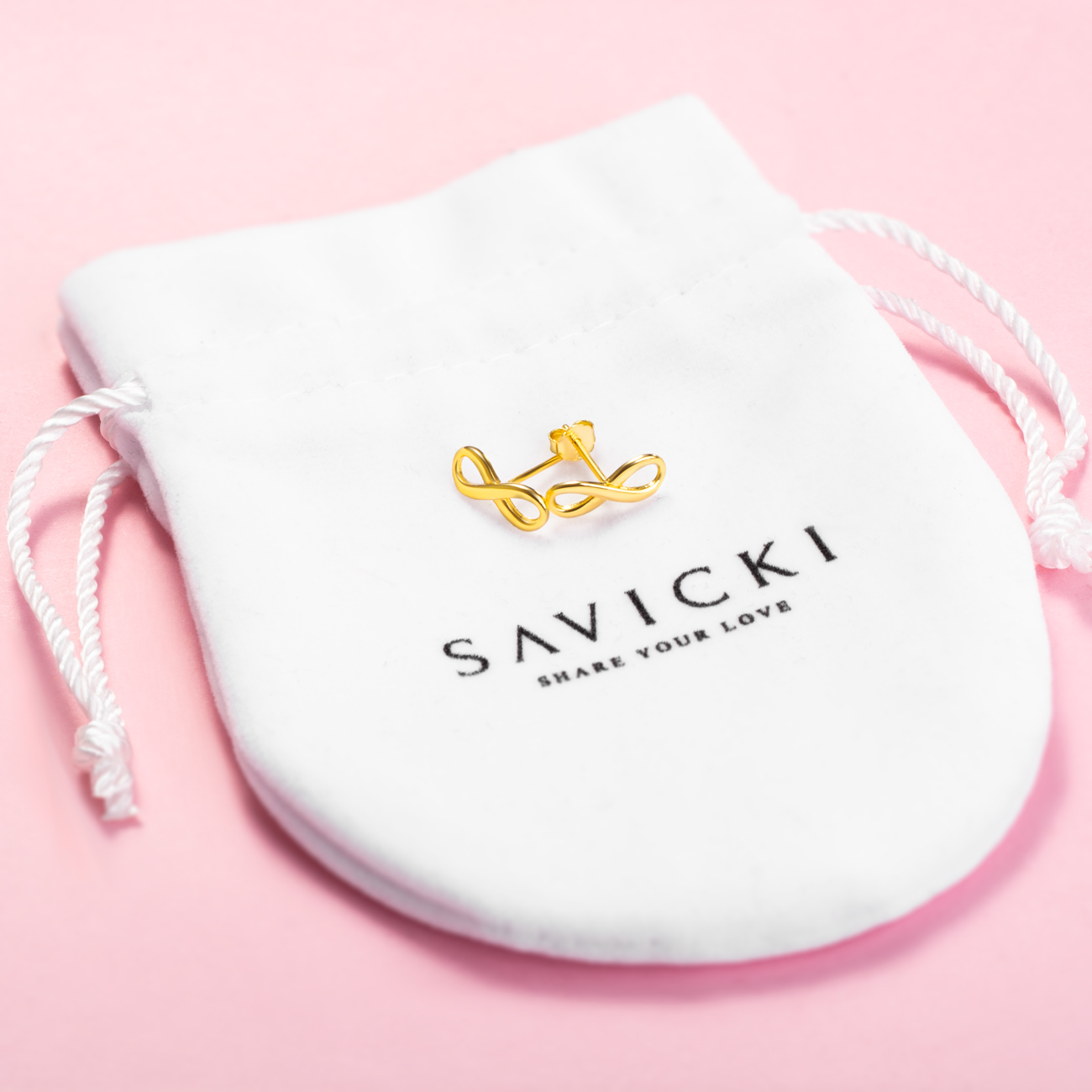 Kolczyki nieskończoność Savicki: srebrne pozłacane - 4