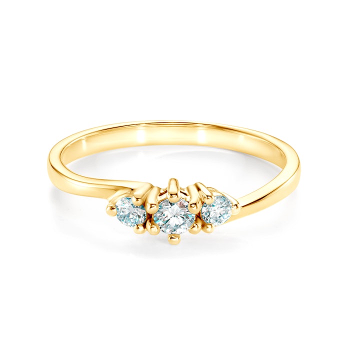 Three-Stone Engagement Ring: gold, diamonds