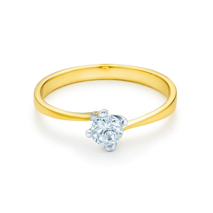 Zásnubní prsten SAVICKI: dvoubarevné zlato, diamant