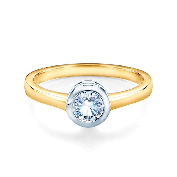 Tension Engagement Ring: two color gold, diamond