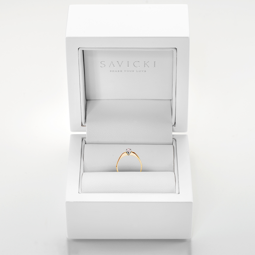 Verlobungsring Savicki: Zweifarbiges Gold, mit Diamant