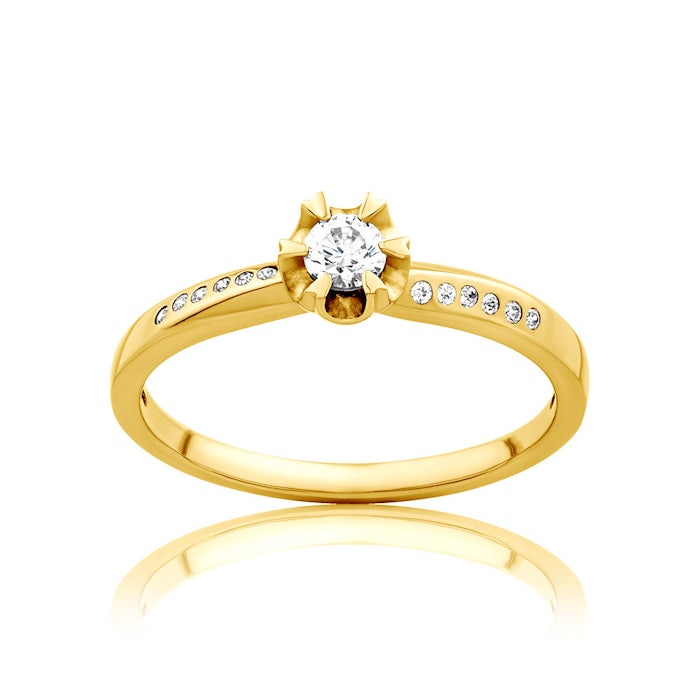 Side-Stone Engagement Ring: gold, diamonds