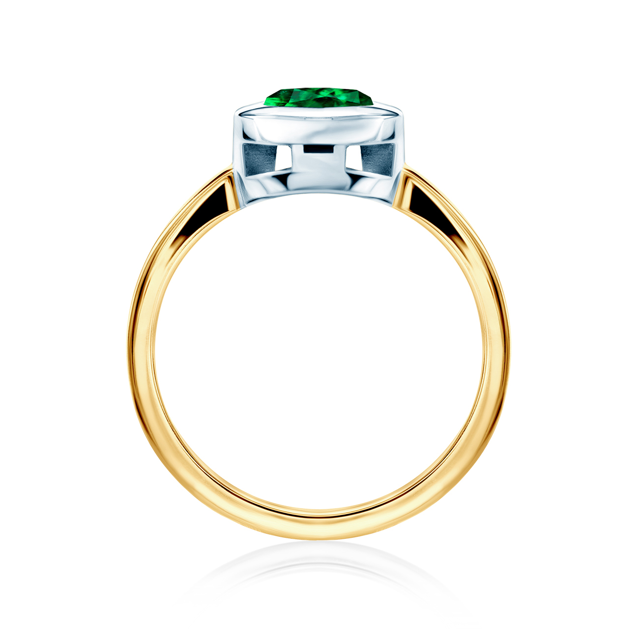 Pierścionek zaręczynowy SAVICKI: dwukolorowe złoto, z szmaragdem