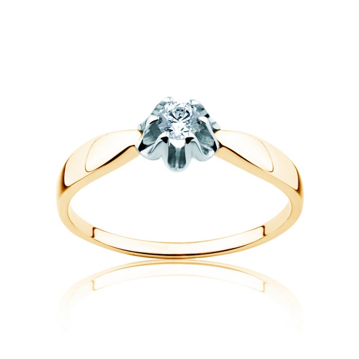 Zásnubní prsten SAVICKI: dvoubarevné zlato, diamant