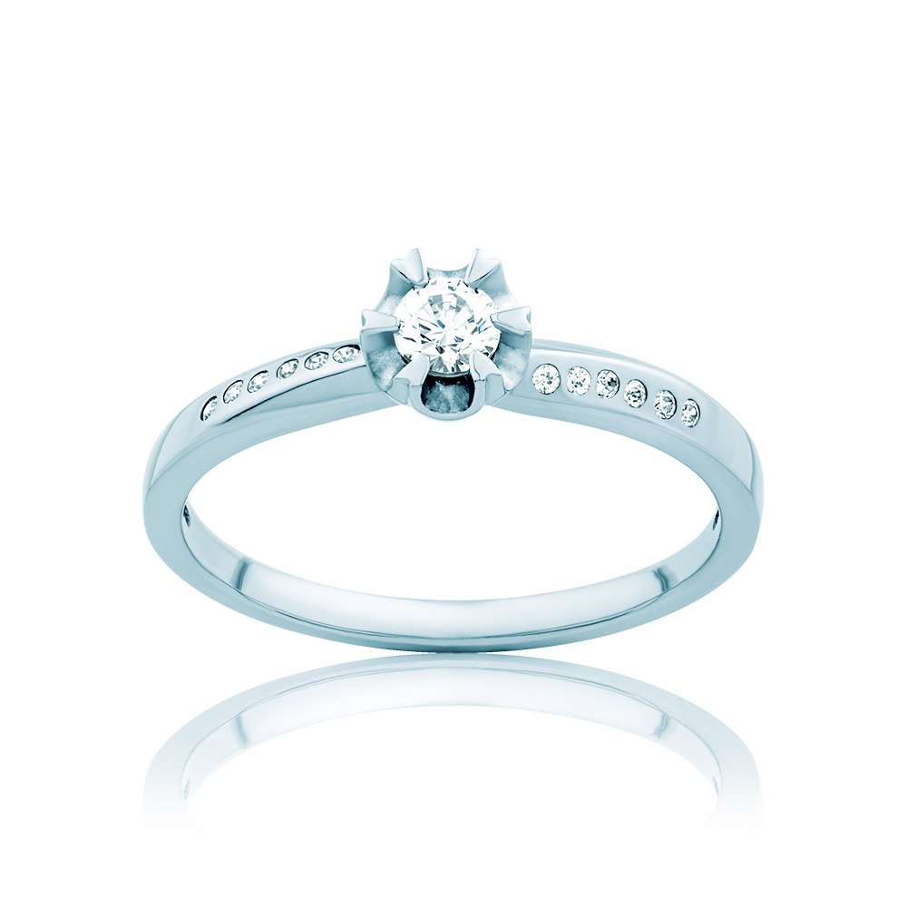 Side-Stone Engagement Ring: white gold, diamonds