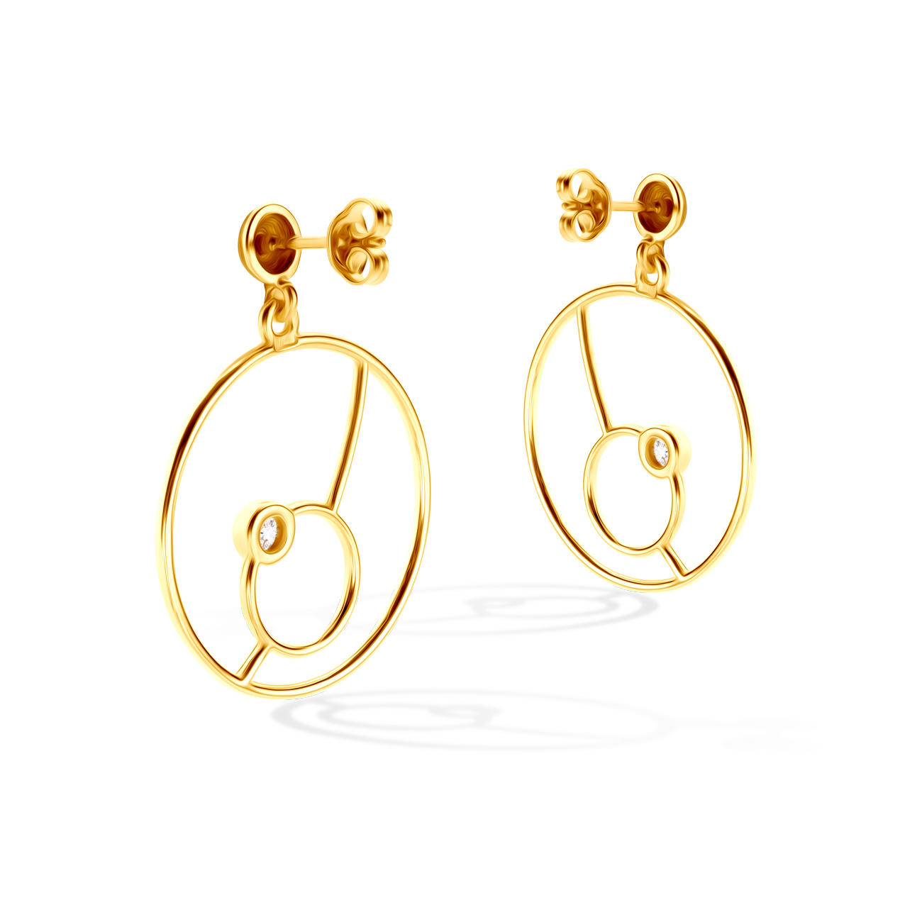 Kolczyki koła Savicki: srebrne pozłacane, cyrkonie