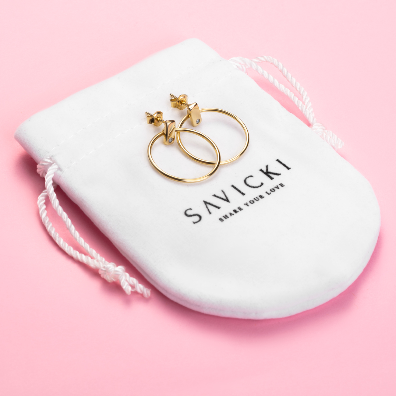 Kolczyki koła Savicki: srebrne pozłacane, cyrkonie - 4