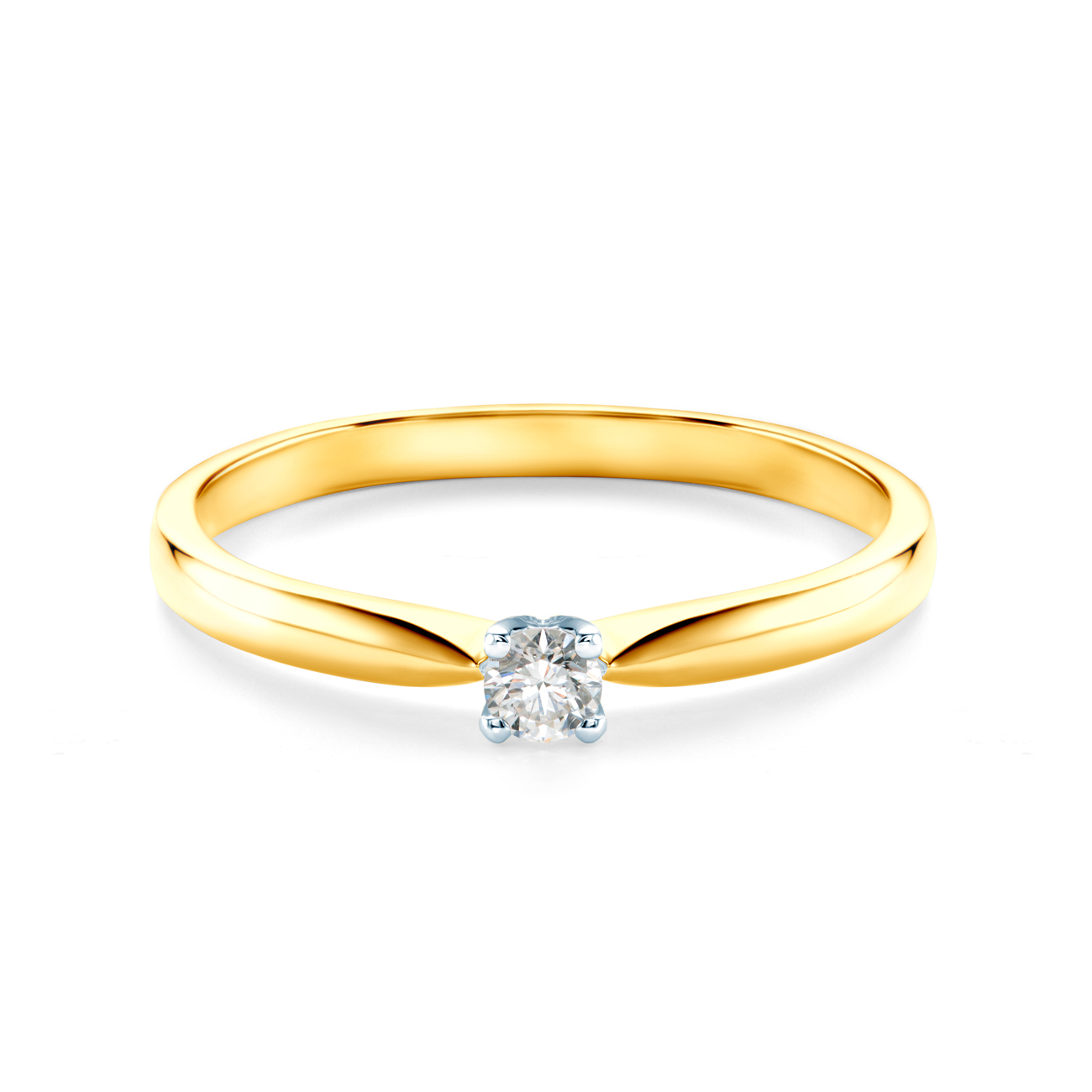 Solitaire Engagement Ring: two colour gold, diamond