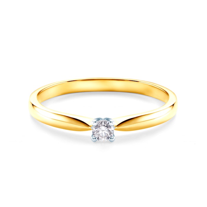 Solitaire Engagement Ring: two colour gold, diamond