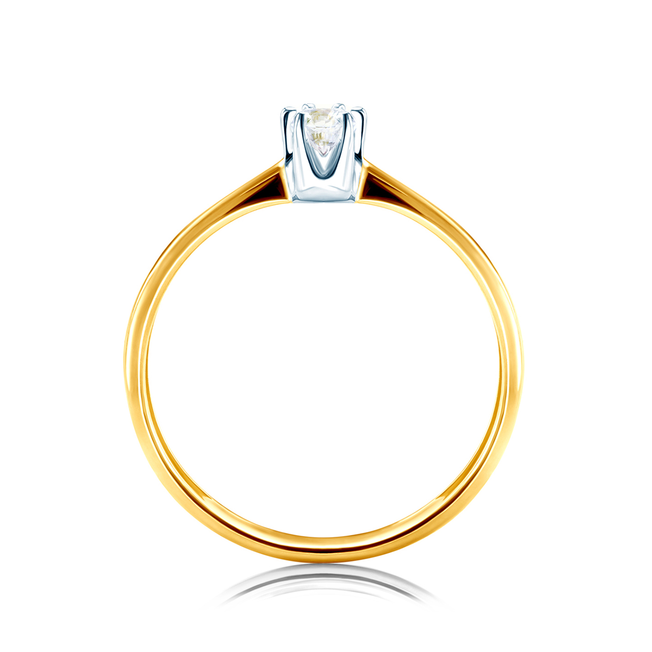 Pierścionek zaręczynowy SAVICKI: dwukolorowe złoto, biały szafir