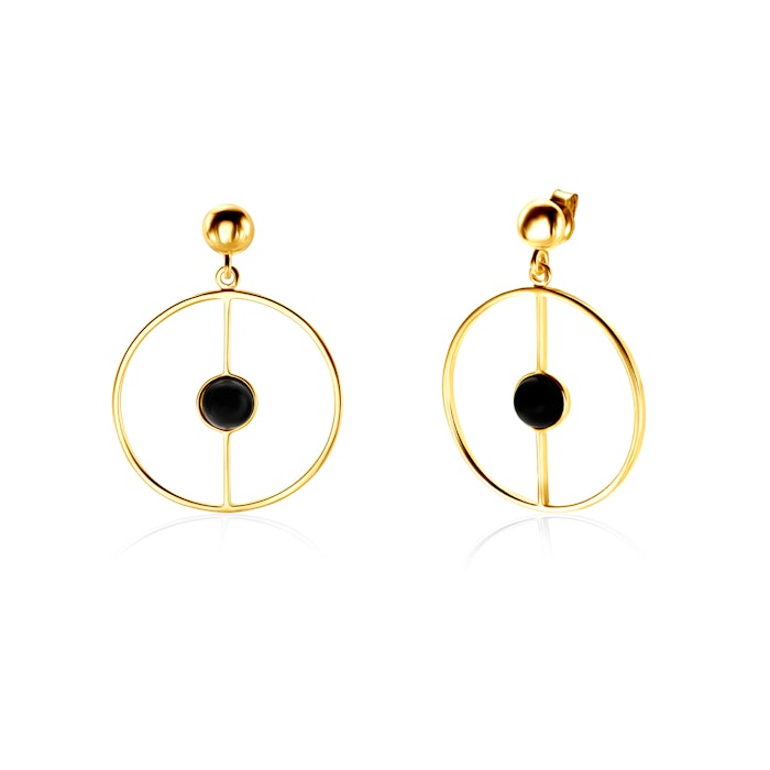 Earrings Savicki: gold-plated silver, onyx