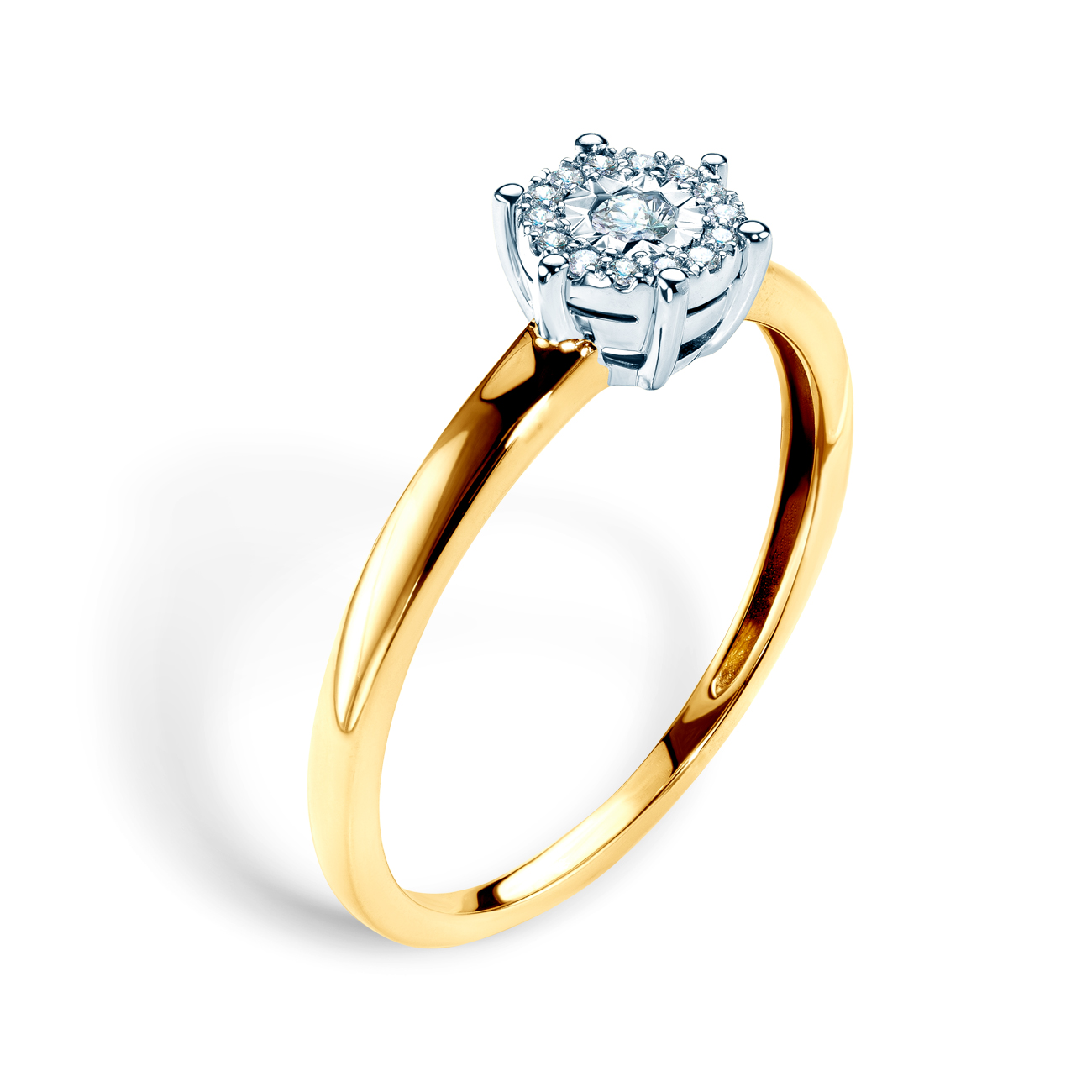 Pierścionek zaręczynowy SAVICKI: dwukolorowe złoto, diamenty