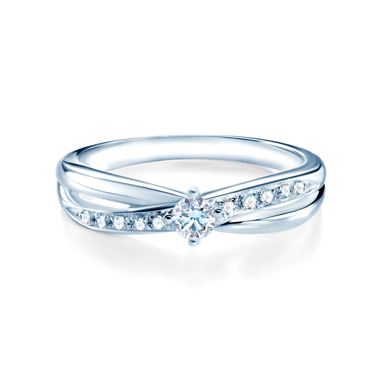 Side-Stone Engagement Ring: white gold, diamonds