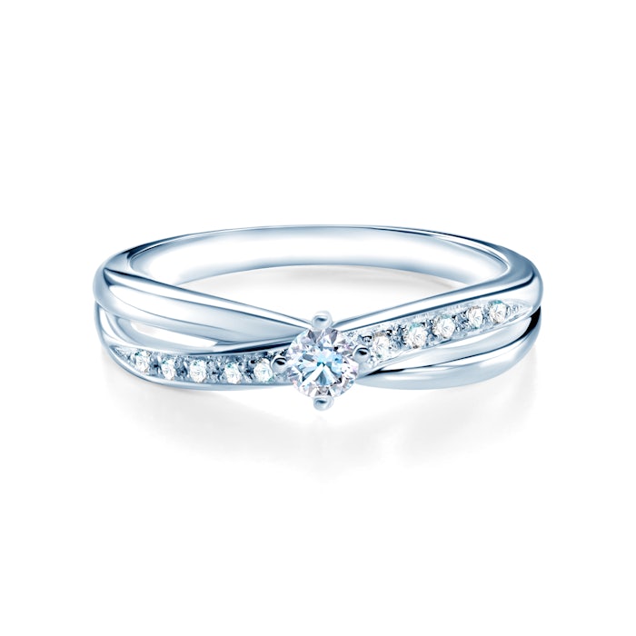 Side-Stone Engagement Ring: white gold, diamonds