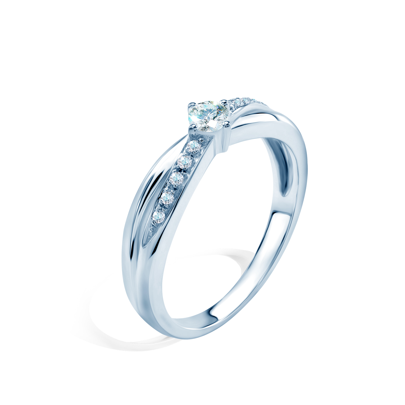 Pierścionek zaręczynowy SAVICKI: białe złoto, diamenty