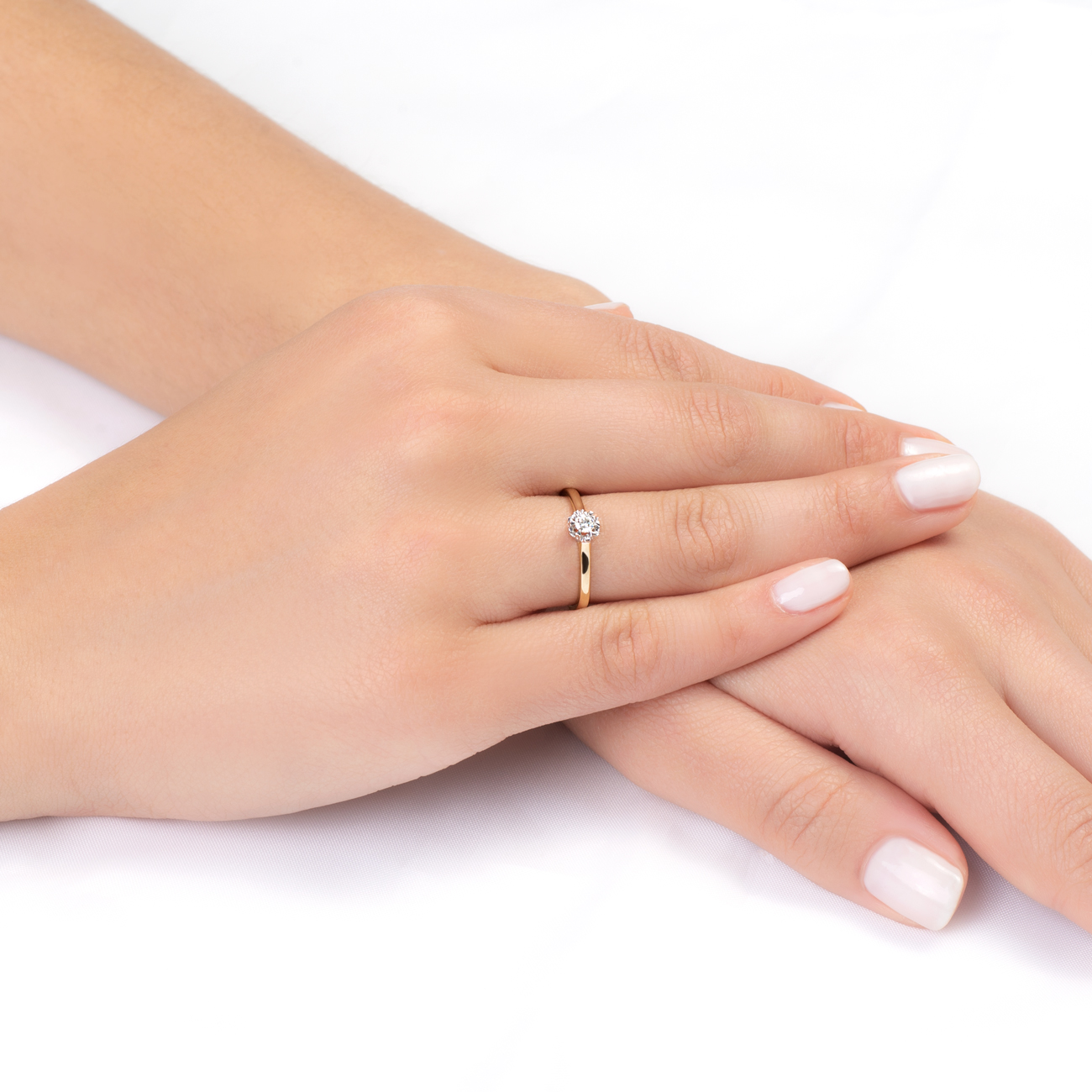 Verlobungsring Savicki: Zweifarbiges Gold, Diamant