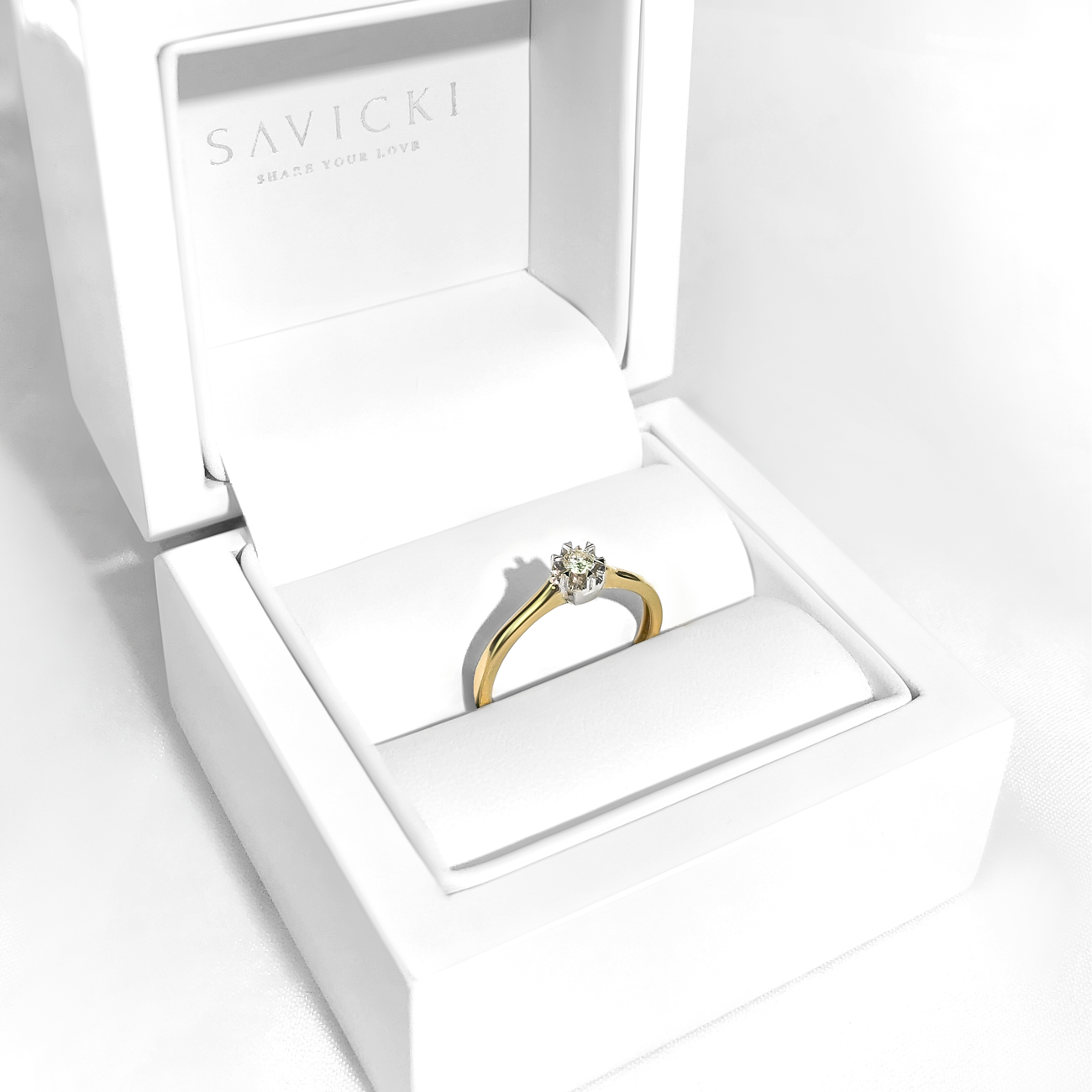 Verlobungsring Savicki: Zweifarbiges Gold, Diamant