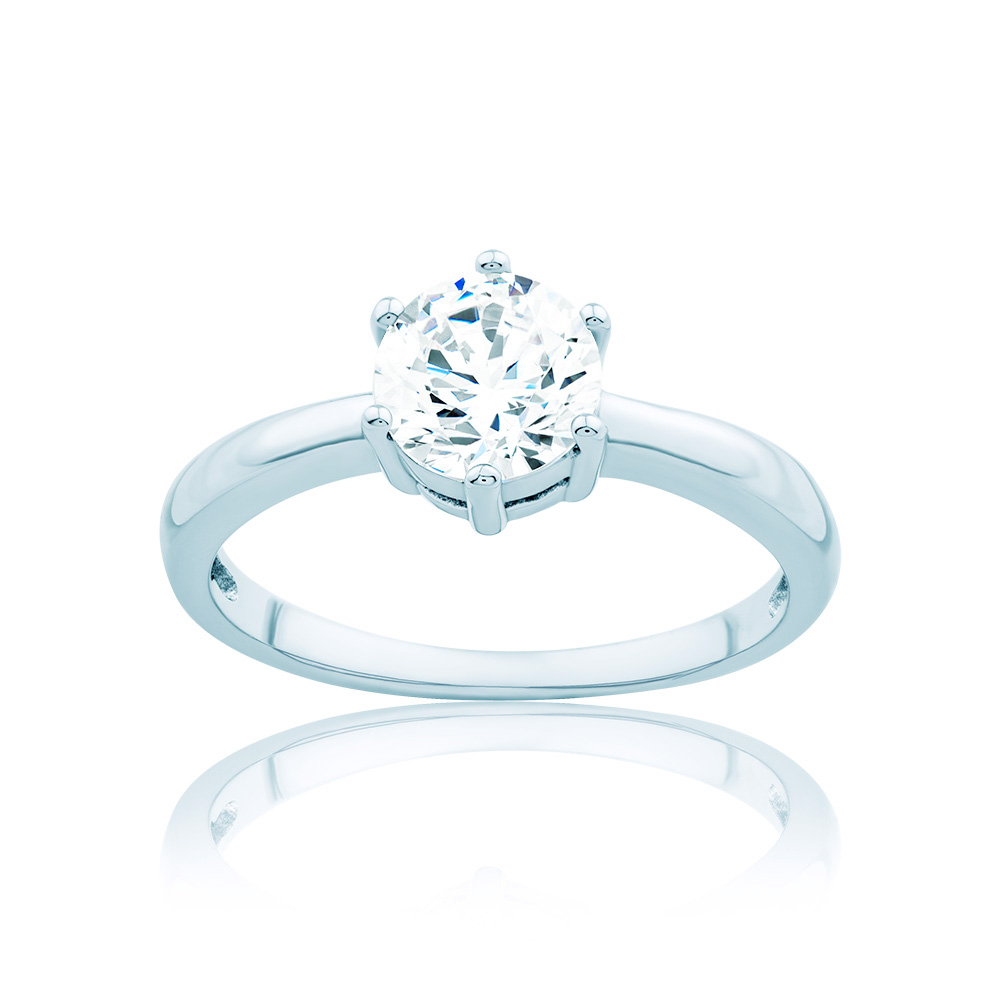 Pierścionek zaręczynowy SAVICKI: białe złoto, diament