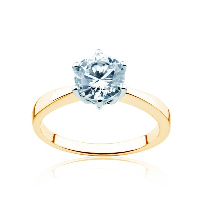 Solitaire Engagement Ring: two colour gold, diamond