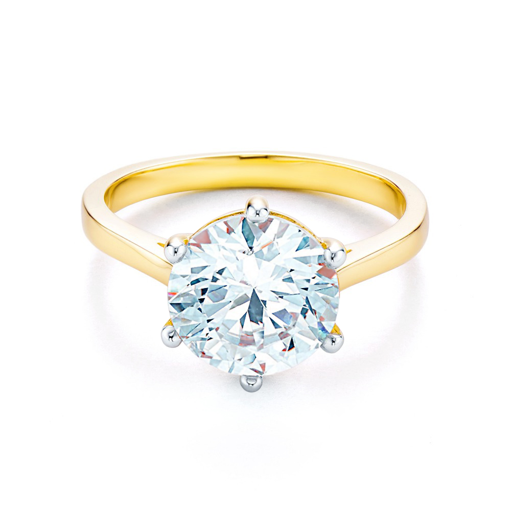 Engagement Ring Solitaire: two colour gold, diamond