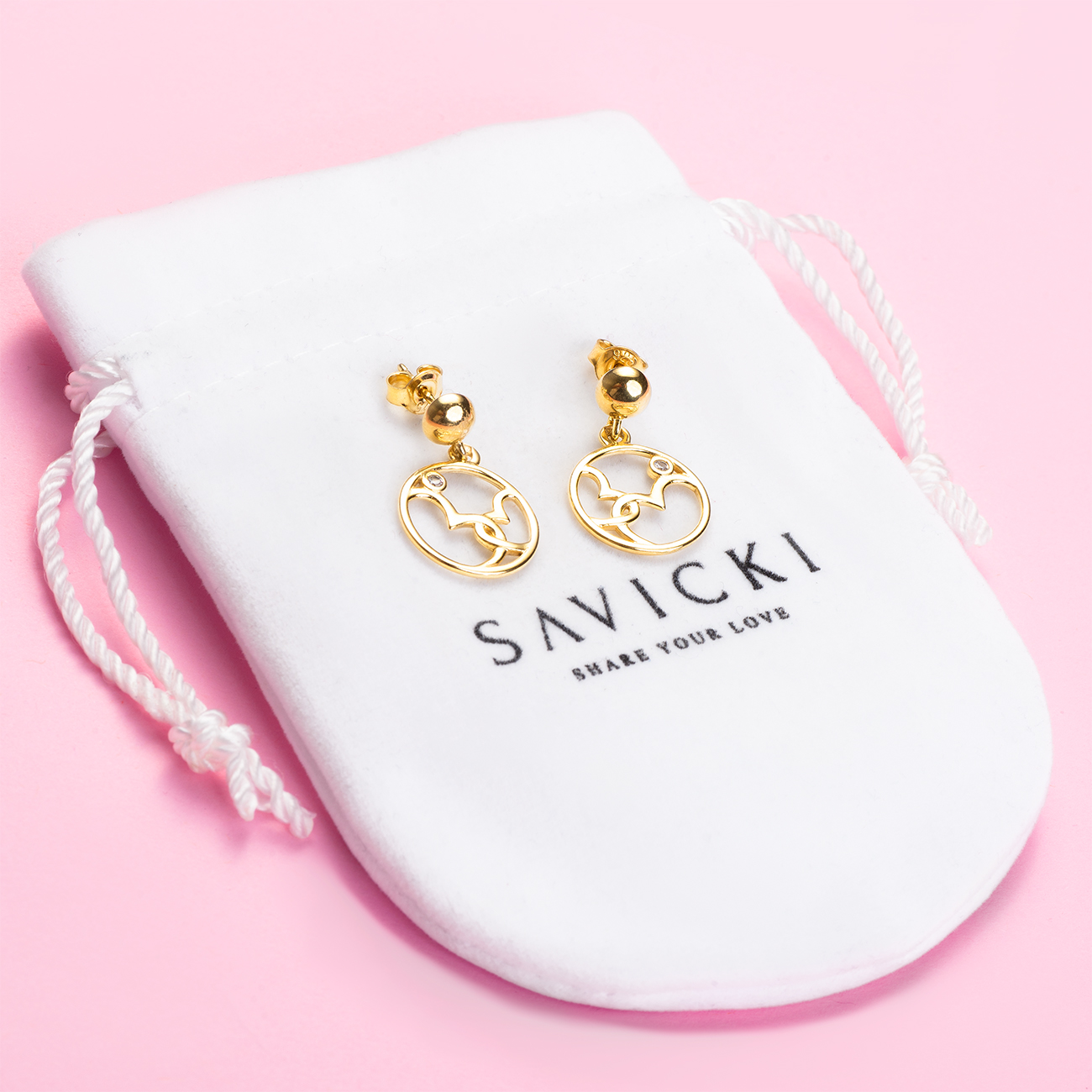 Ohrringe Herzen Savicki: Silber Vergoldet, Zirkonia