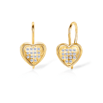 Kolczyki serca Savicki: srebrne pozłacane, cyrkonie