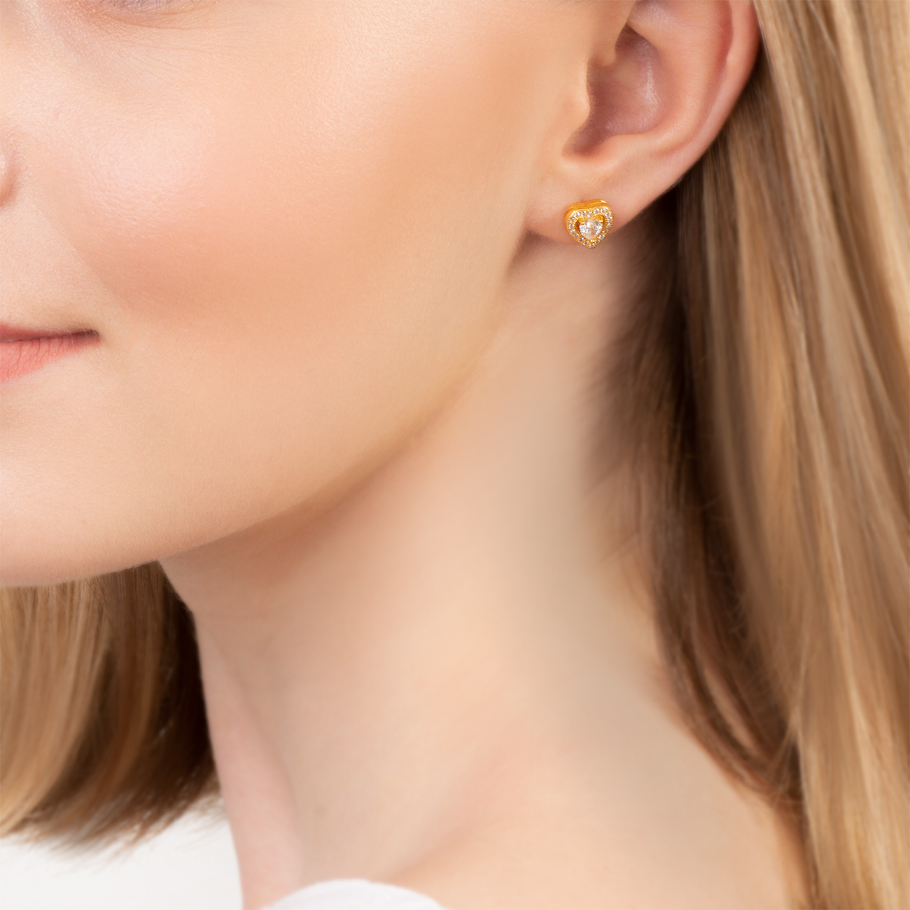 Ohrringe Herzen Savicki: Silber Vergoldet, Zirkonia - 6