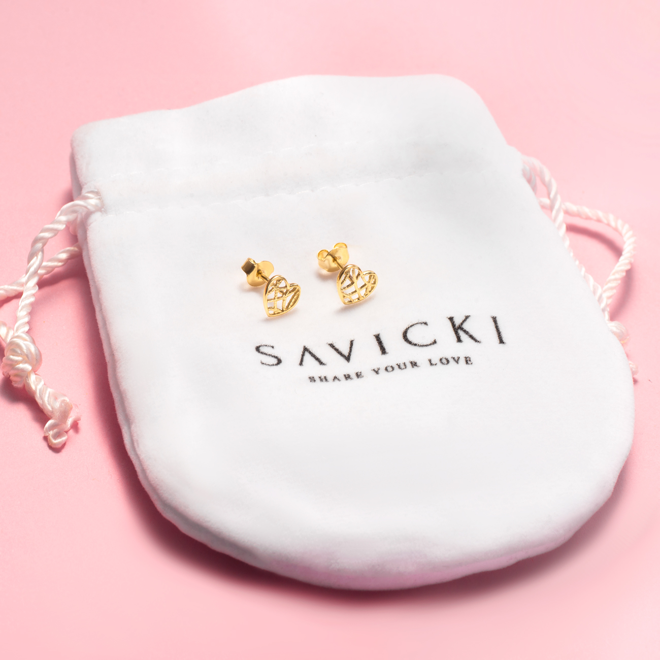 Kolczyki serca Savicki: złote - 3