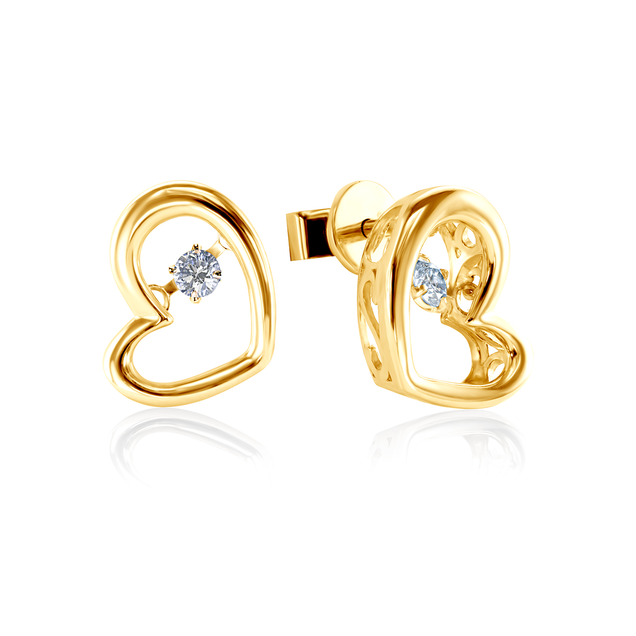 Kolczyki serce Savicki: złote, diamenty