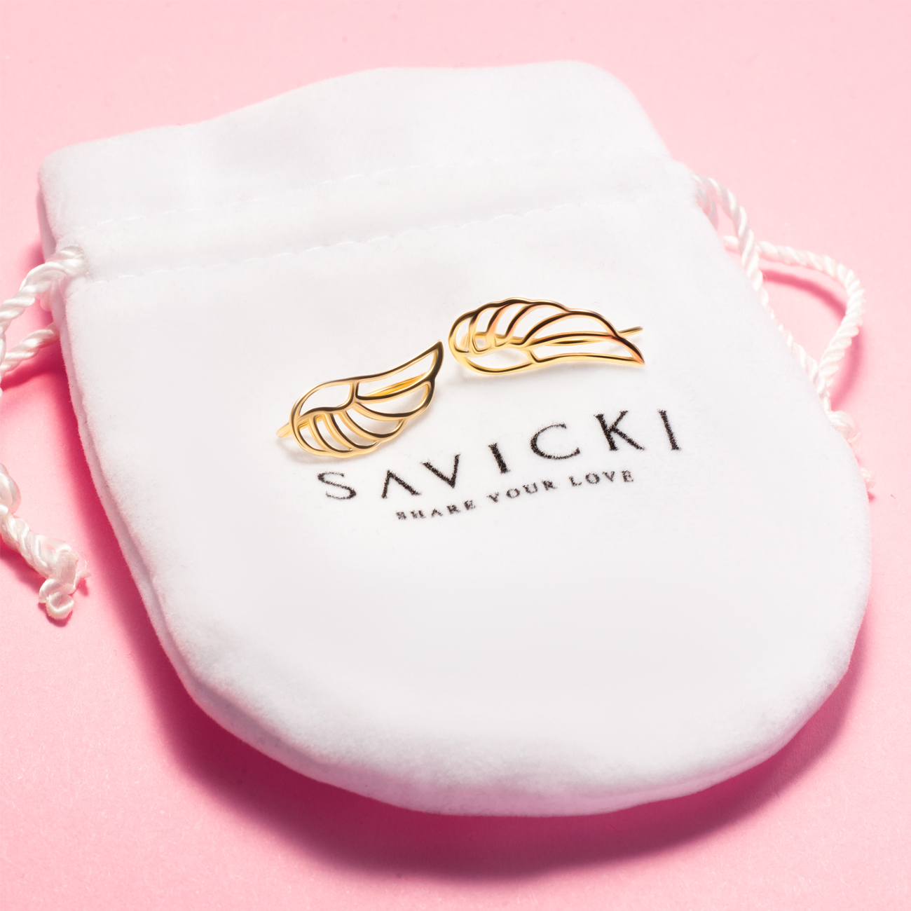 Kolczyki skrzydła Savicki: złote - 3