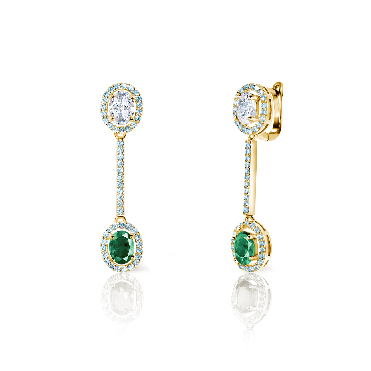 Náušnice Swan Lake: žluté zlato, diamanty