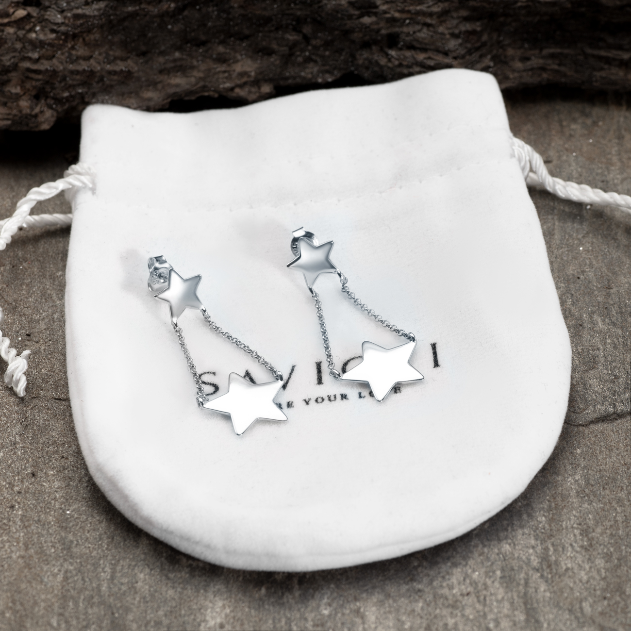 Kolczyki wiszące gwiazdki Savicki: srebrne