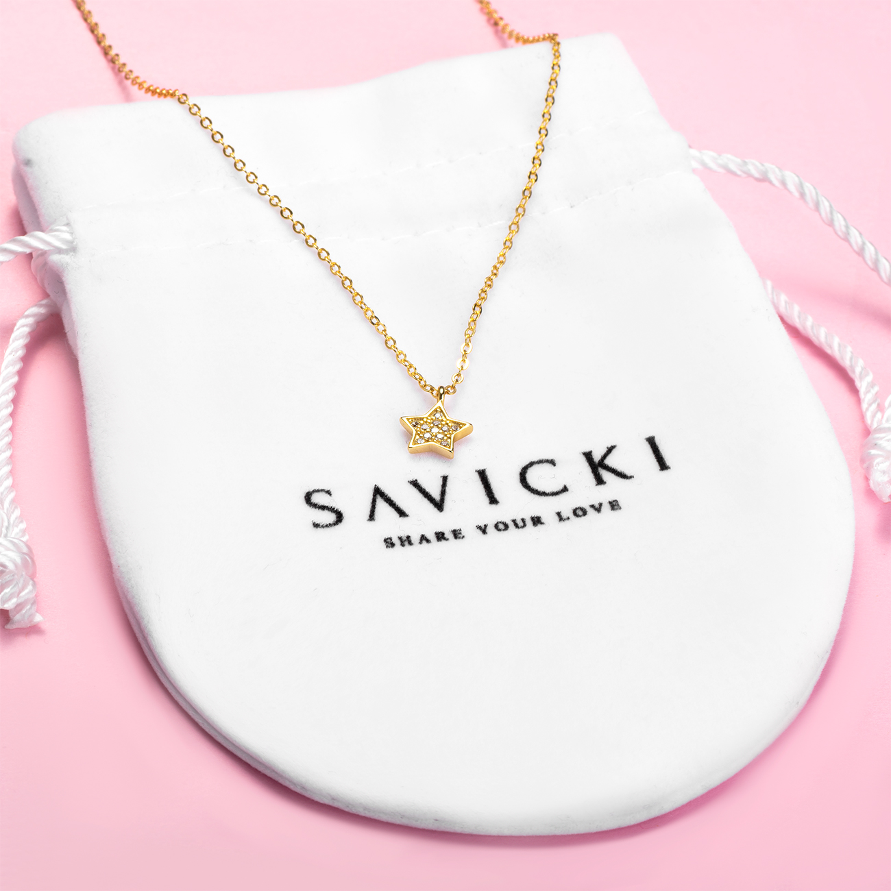 Halskette Kette mit Anhänger  Sterneka Savicki: Silber Vergoldet, Zirkonia - 4