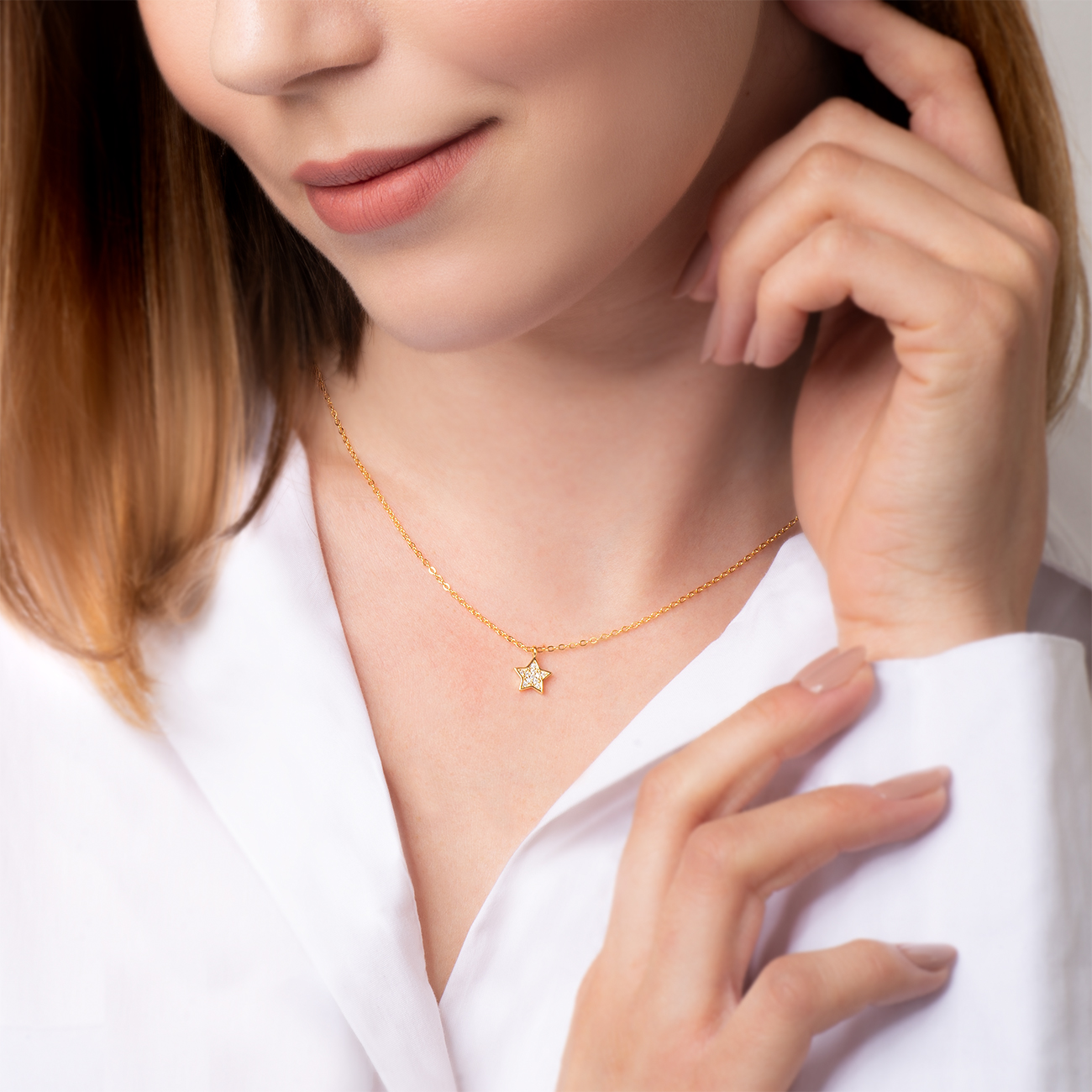 Halskette Kette mit Anhänger  Sterneka Savicki: Silber Vergoldet, Zirkonia - 5