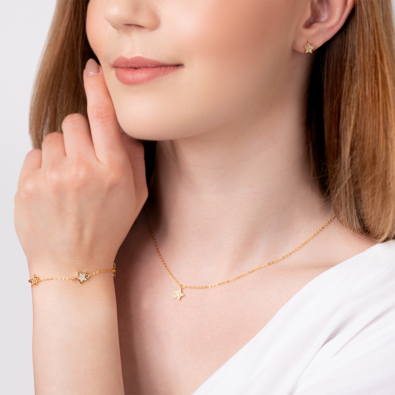 Halskette Kette mit Anhänger  Sterneka Savicki: Silber Vergoldet, Zirkonia - 6