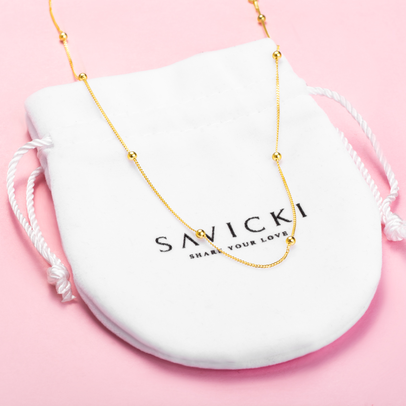 Naszyjnik celebrytka Savicki: srebrny pozłacany - 4