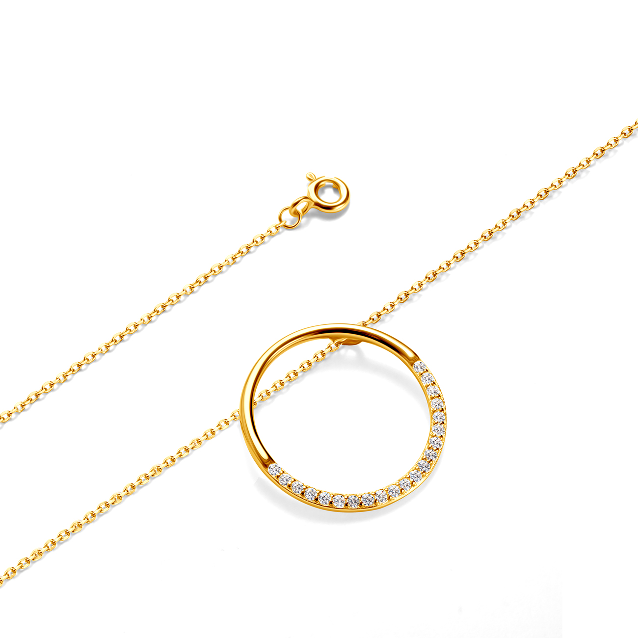 Halskette Kette mit Anhänger  Savicki: Silber Vergoldet, Zirkonia - 3