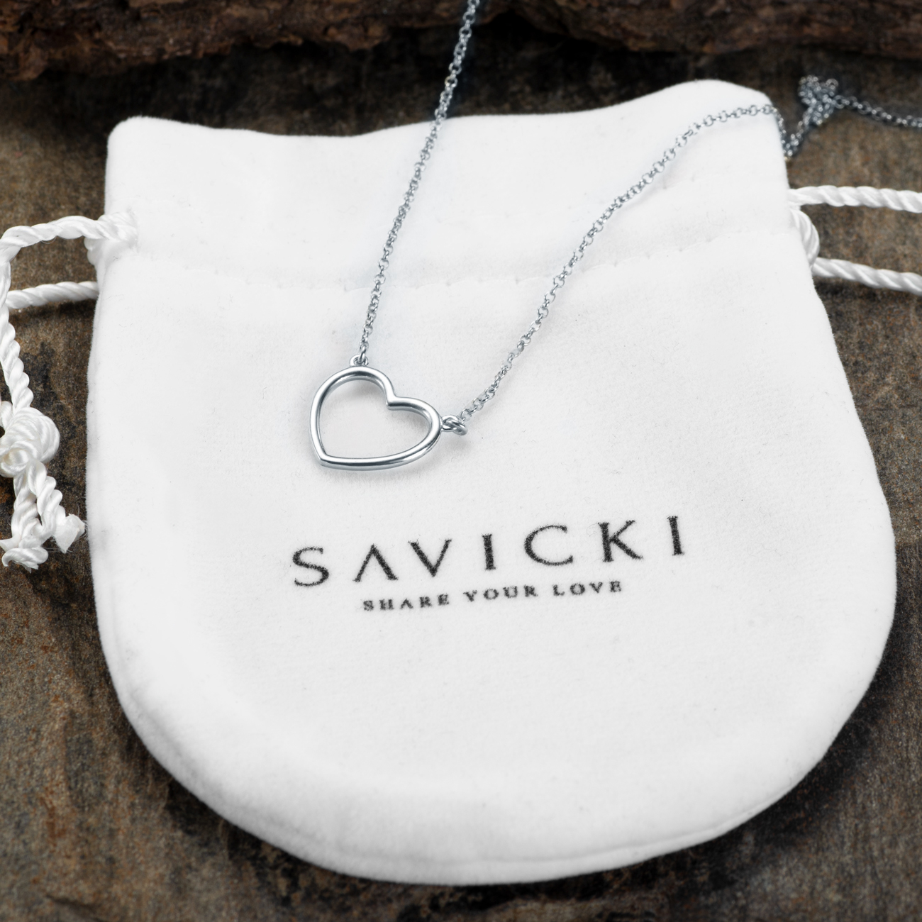 Naszyjnik celebrytka serce Savicki: srebrny - 4