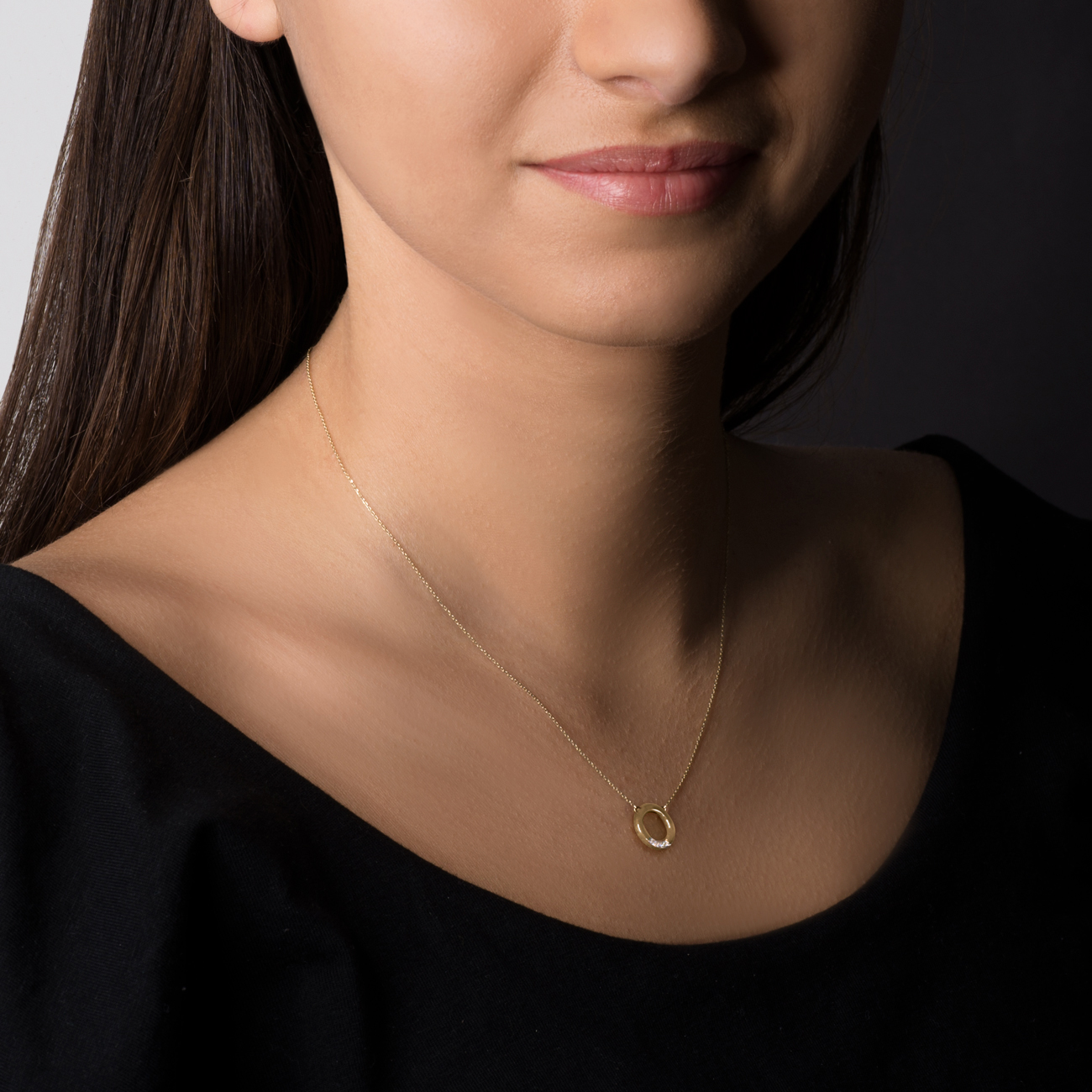 Naszyjnik koło złoty 585 z białymi diamentami 0.02ct 41 cm - 5