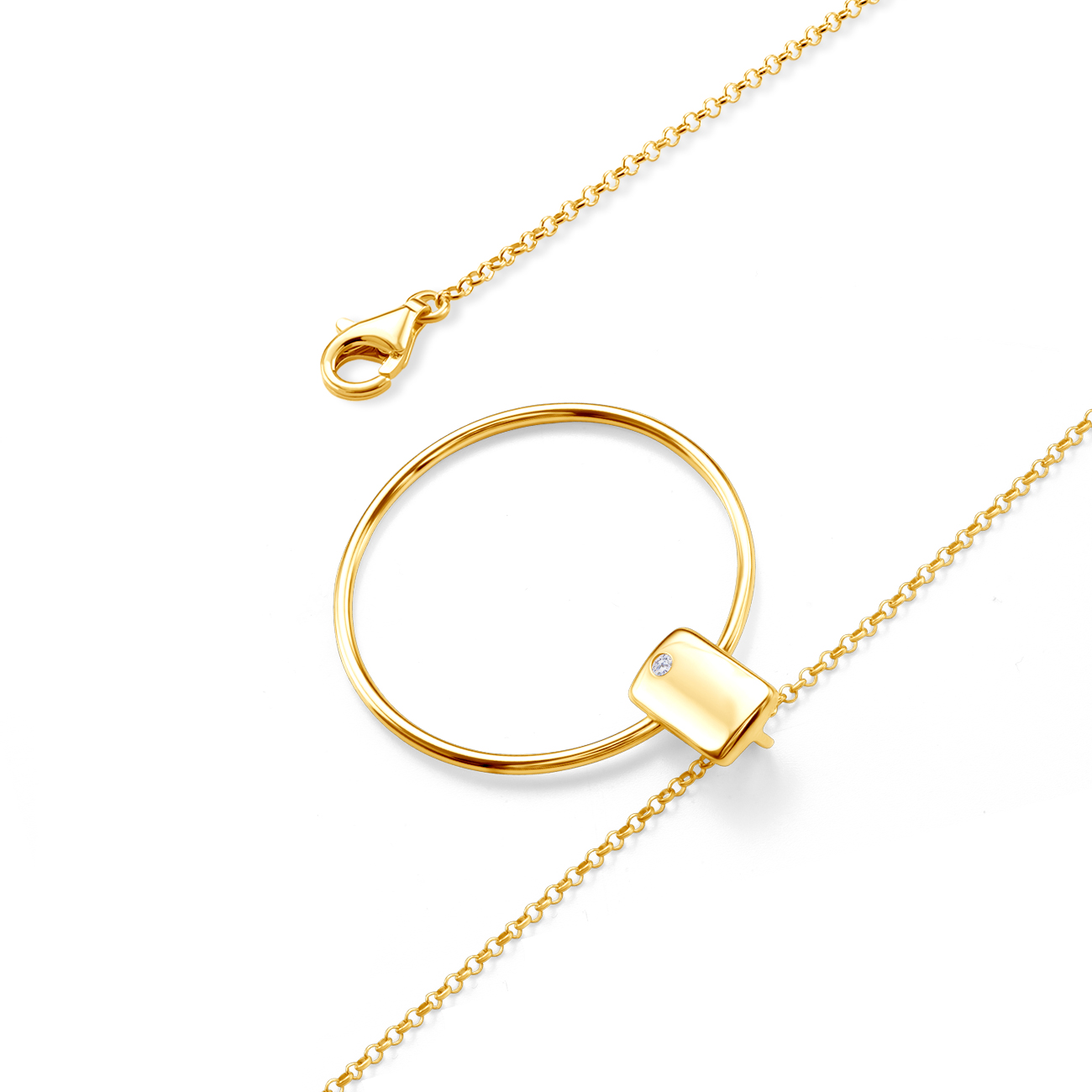 Naszyjnik Savicki: srebrny pozłacany, cyrkonia - 3