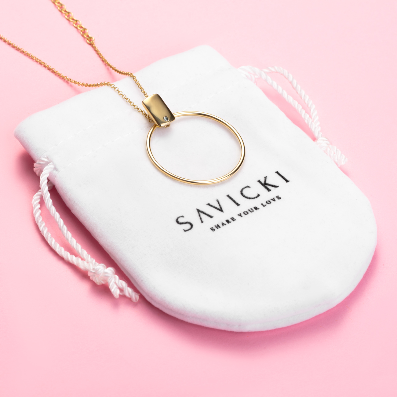 Naszyjnik Savicki: srebrny pozłacany, cyrkonia - 4