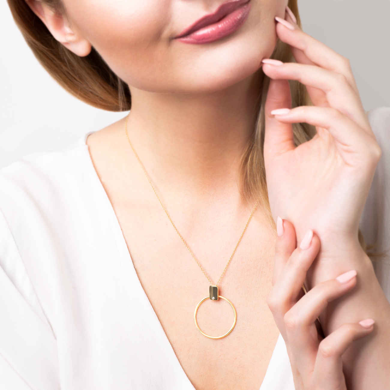 Naszyjnik Savicki: srebrny pozłacany, cyrkonia - 5