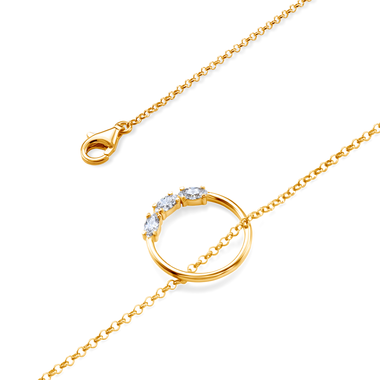 Naszyjnik Savicki: srebrny pozłacany, cyrkonie - 3