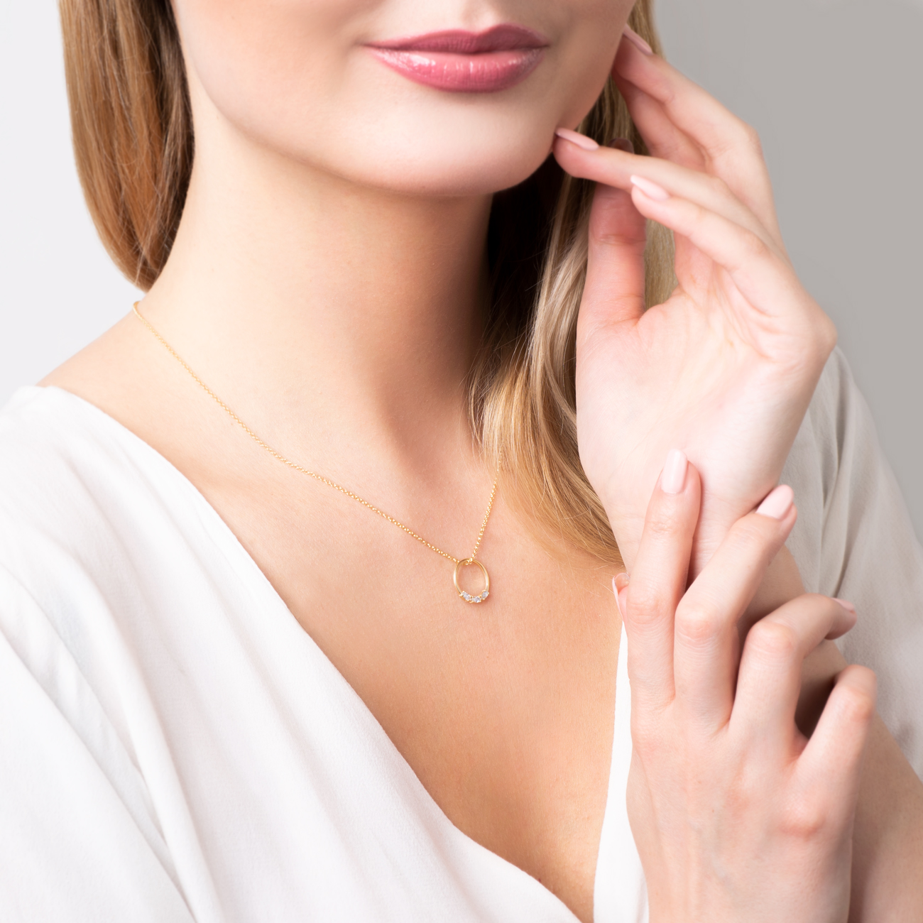 Naszyjnik Savicki: srebrny pozłacany, cyrkonie - 5